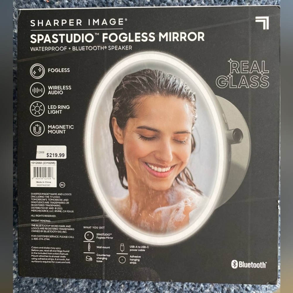 Sharper Image SpaStudio fogless Bluetooth mirror